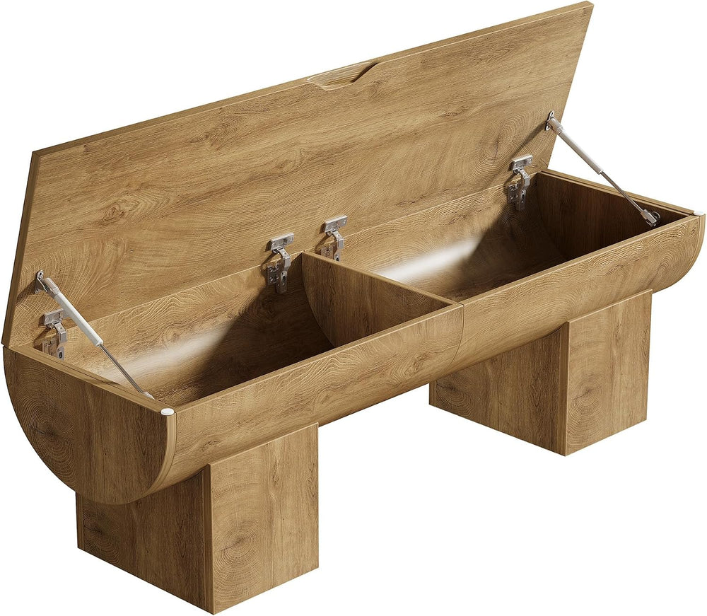 Tribesigns 55" Storage Bench with 2 Safety Hinges, Farmhouse Shoe Bench ...