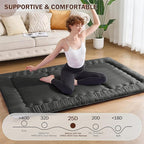 Japanese Floor Futon Mattress Full Size, 25D High Density Support Foam, 4" Thicken Foldable Mattress Tatami Mat Sleeping Pad Suitable for Camping, Guest Room, Black 54"x 80"
