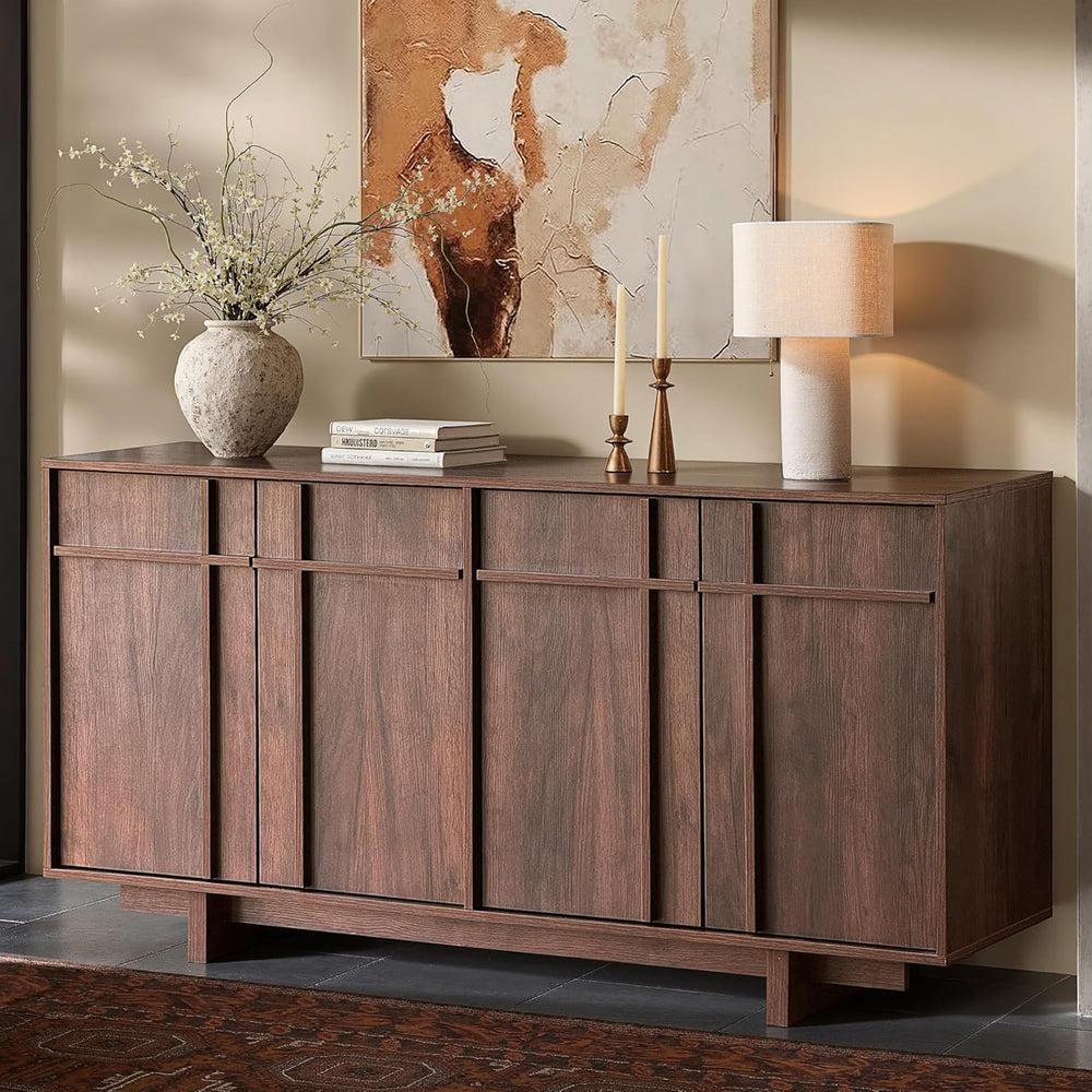 Sideboard Buffet Cabinet with Storage, Mid Century Modern Accent Cabinet with...