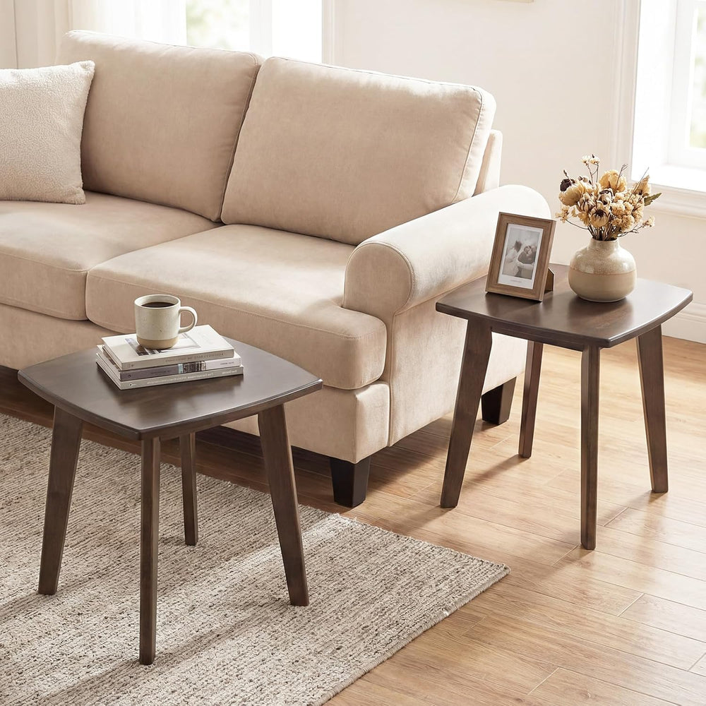 GOFLAME Solid Wood End Table, 17” Square Sofa Side Table with Storage, Thicke...