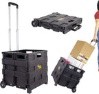 dbest products Quik Cart without Lid Travel Portable Mobile Storage Collapsible Handcart Rolling Utility Heavy Duty, Black