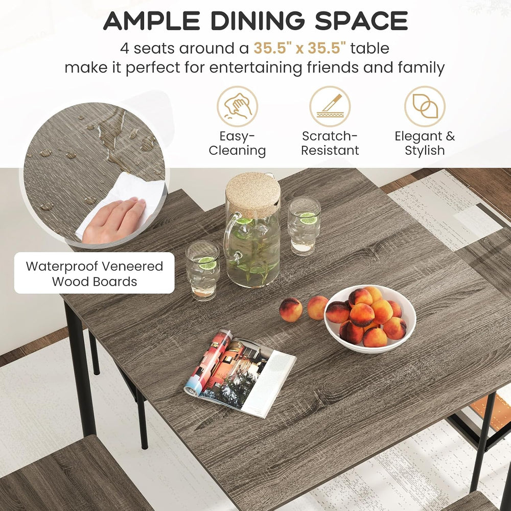 GIANTEX 5-Piece Dining Table Set W/Counter Height Table & 4 Bar Stools, M...