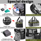 Extra large Cleaning Caddy Bag Built-in Sturdy Support Board, Cleaning Organizer with Detachable Divider, Cleaning Supply Tote with Adjustable Shoulder Strap (Grey, 19'' x 11'' x 11'')