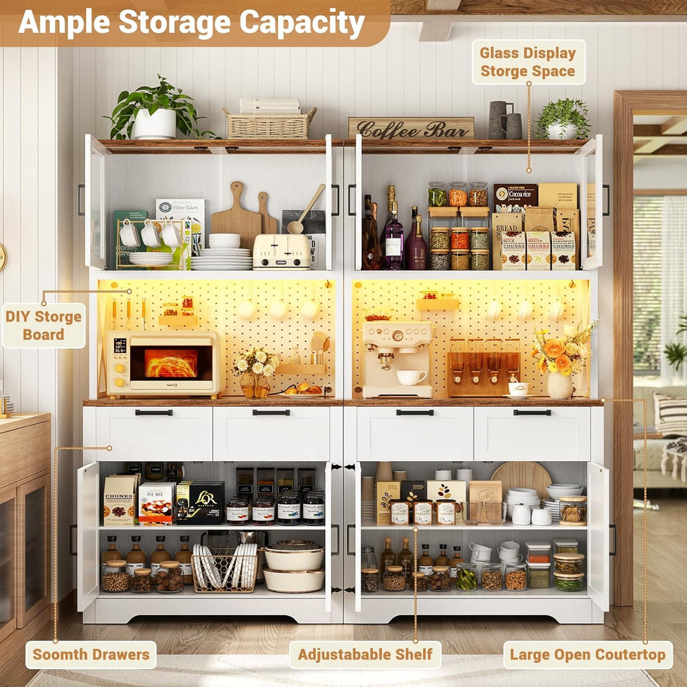 Unikito 71" Tall Kitchen Pantry Storage Cabinet with LED Light & Out...