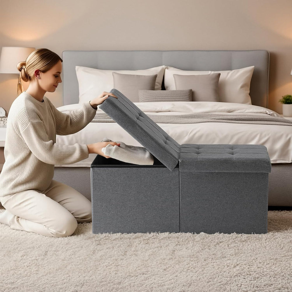 30-INCH Ottoman with Storage, Footrest Storage Bench, End of Bed Bench Coffee...