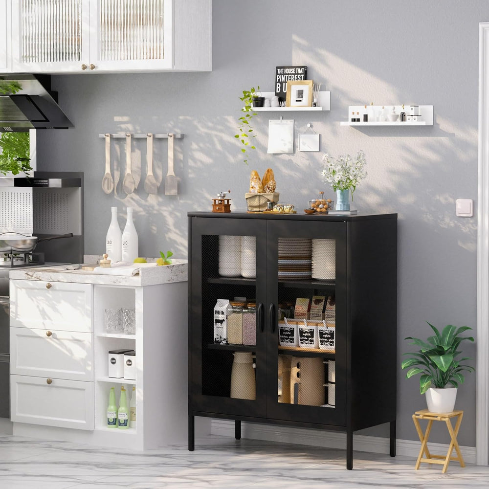 QINPTWUT 40" Industrial Storage Pantry, Kitchen Storage Cabinet with Mes...