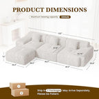 122" L Shaped Convertible Modular Couch, Cloud Couch Sectional with Ottoman, 4-Seater Chenille Boneless Couches for Living Room, Apartment, No Assembly, Beige 1PCS