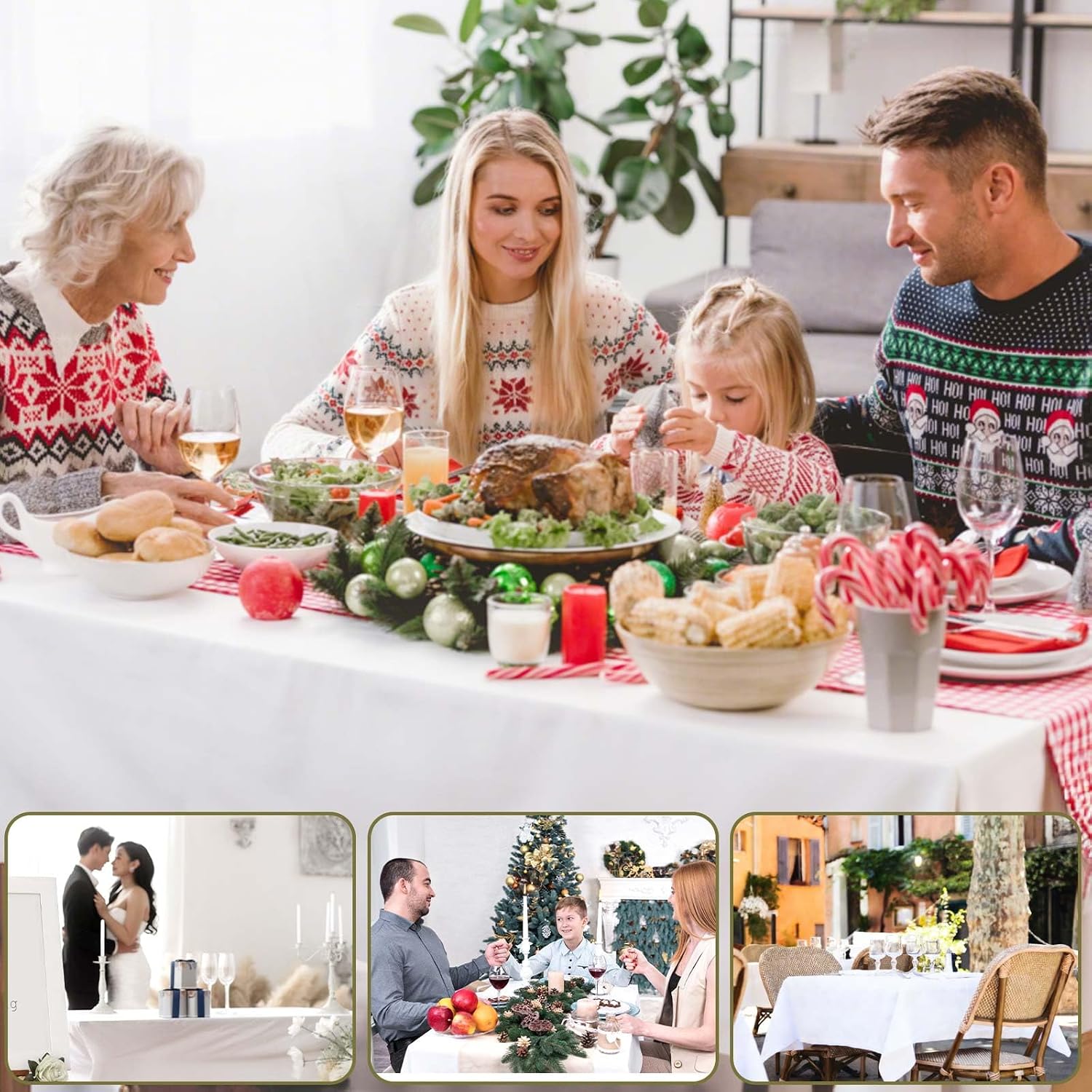Vinyl Table Protector Pad with Flannel Backing, Heavy-Duty Table Padding for Dining Room Table, Waterproof, Heat Resistant, Non-Slip Under Tablecloth 90 x 54 inches, Rectangular