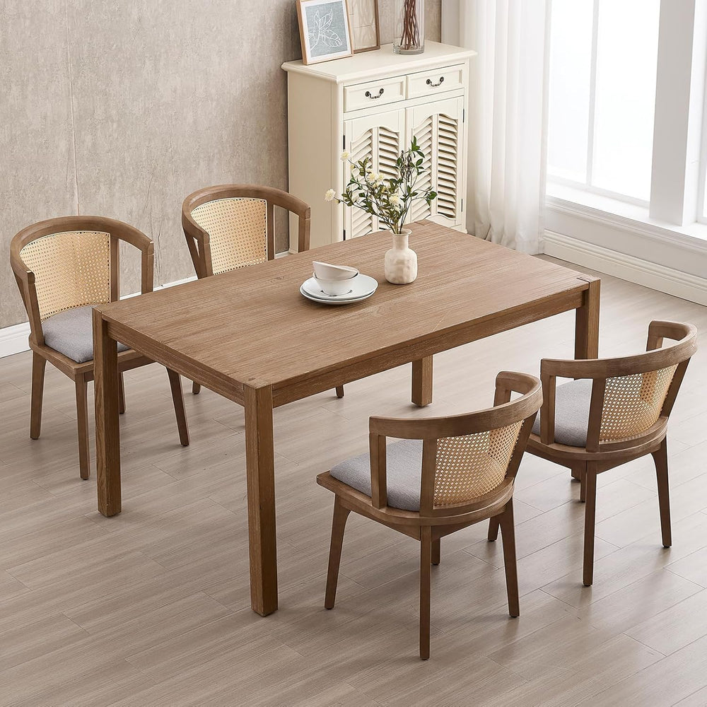 Kmax Modern Rattan Dining Chair Set of 4 Farmhouse Semi Barrel Dining Room Ch...