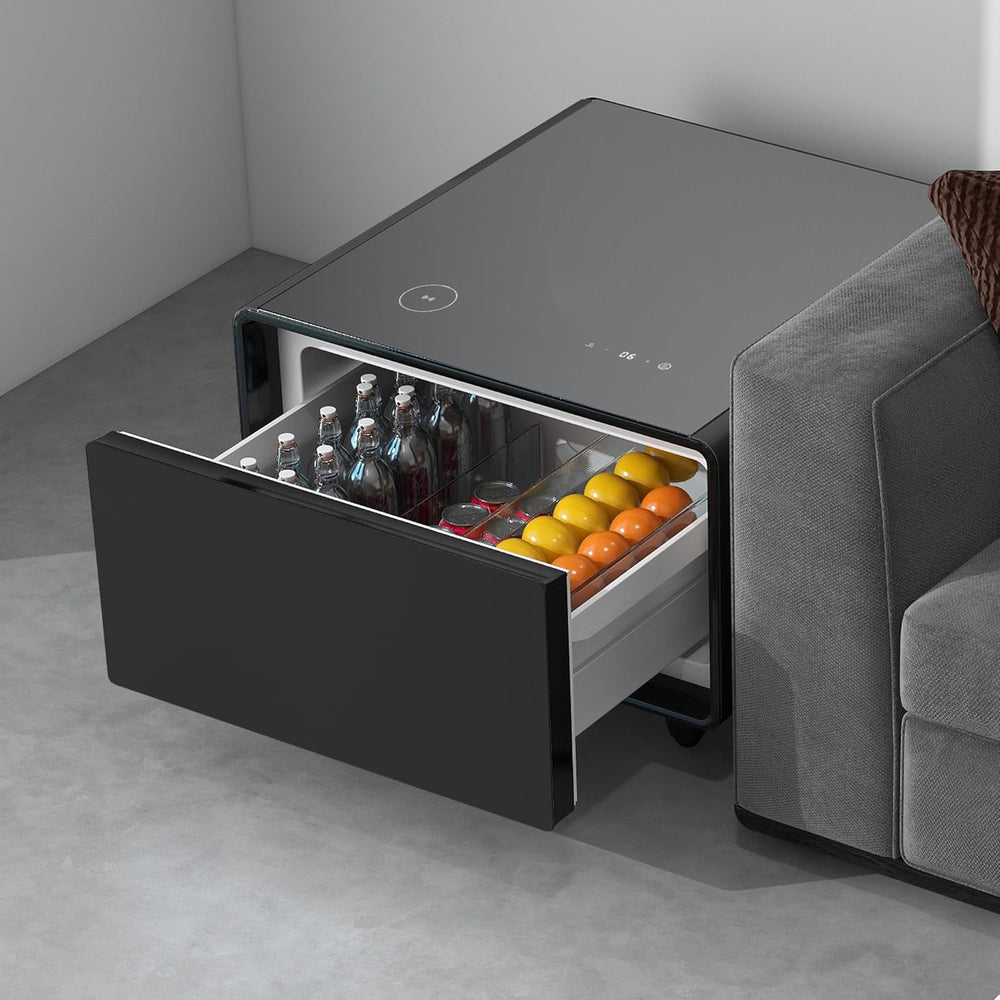 LUMISOL Smart Side Table with Built-in Fridge, Wireless Charging, Temperature...