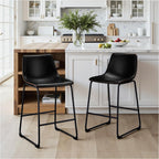 STOOLINK Counter Height Bar Stools Set of 2, 26 Inch Faux Leather Bar Stool | Bar Stools with Back, Bar Chairs, Modern, Kitchen Island, Metal Legs, Heavy Duty, Waterproof, Living Room, Black