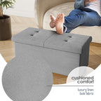 STORAGEBUD Storage Ottoman Bench with Bins, 30-in Storage Bench for Bedroom End of Bed, Folding Foot Rest Ottoman for Living Room Max 660lbs, Fabric Ottomans, Light Grey