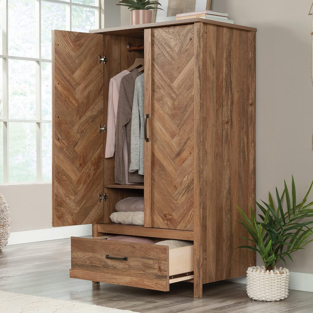 Sauder Cannery Bridge Armoire, L: 32.36" x W: 22.52" x H: 59.80", Sindoori Mango Finish