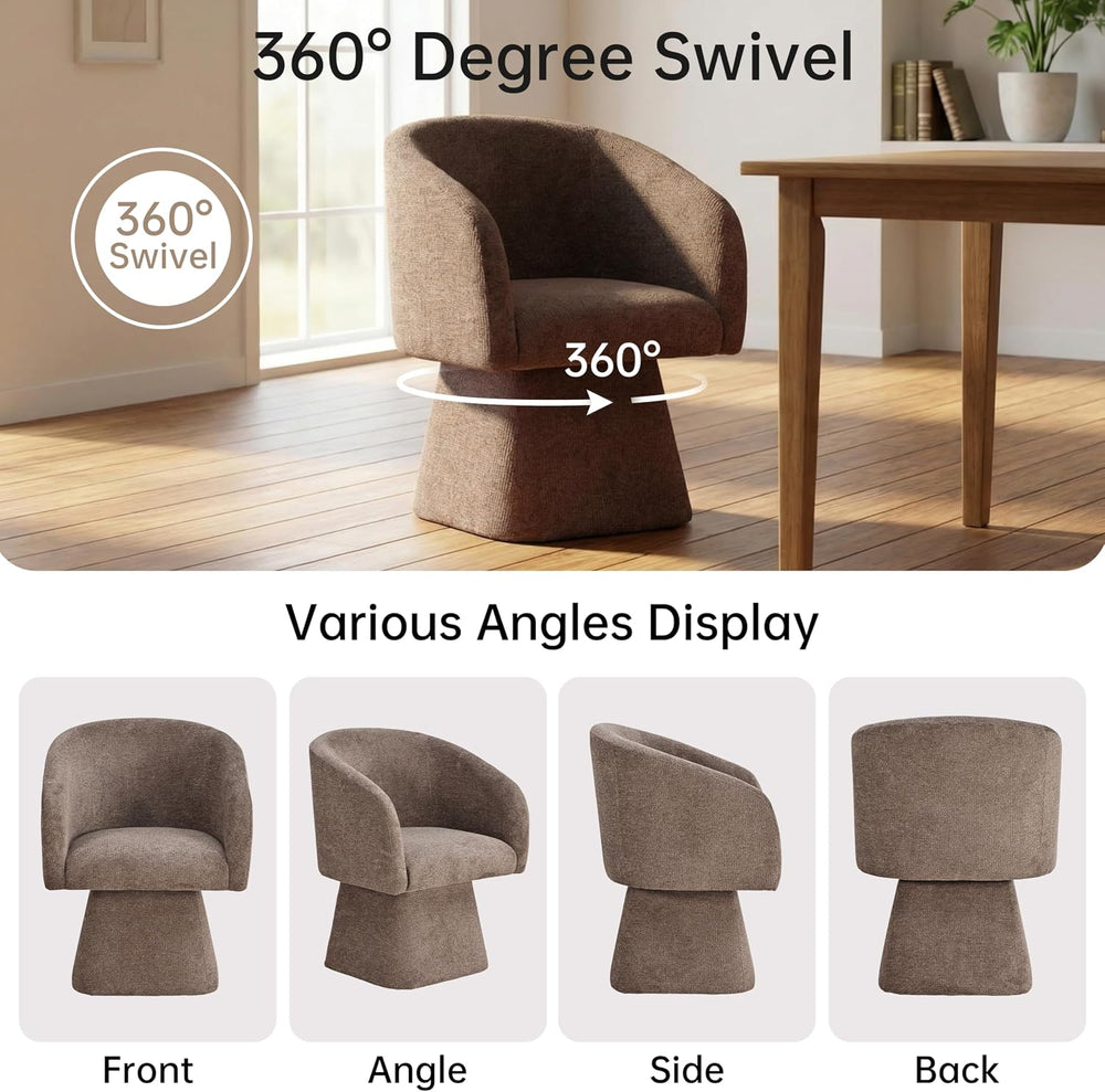 VKNOW Upholstered Swivel Dining Chairs Set of 2 with Barrel Back and Arm | Mo...