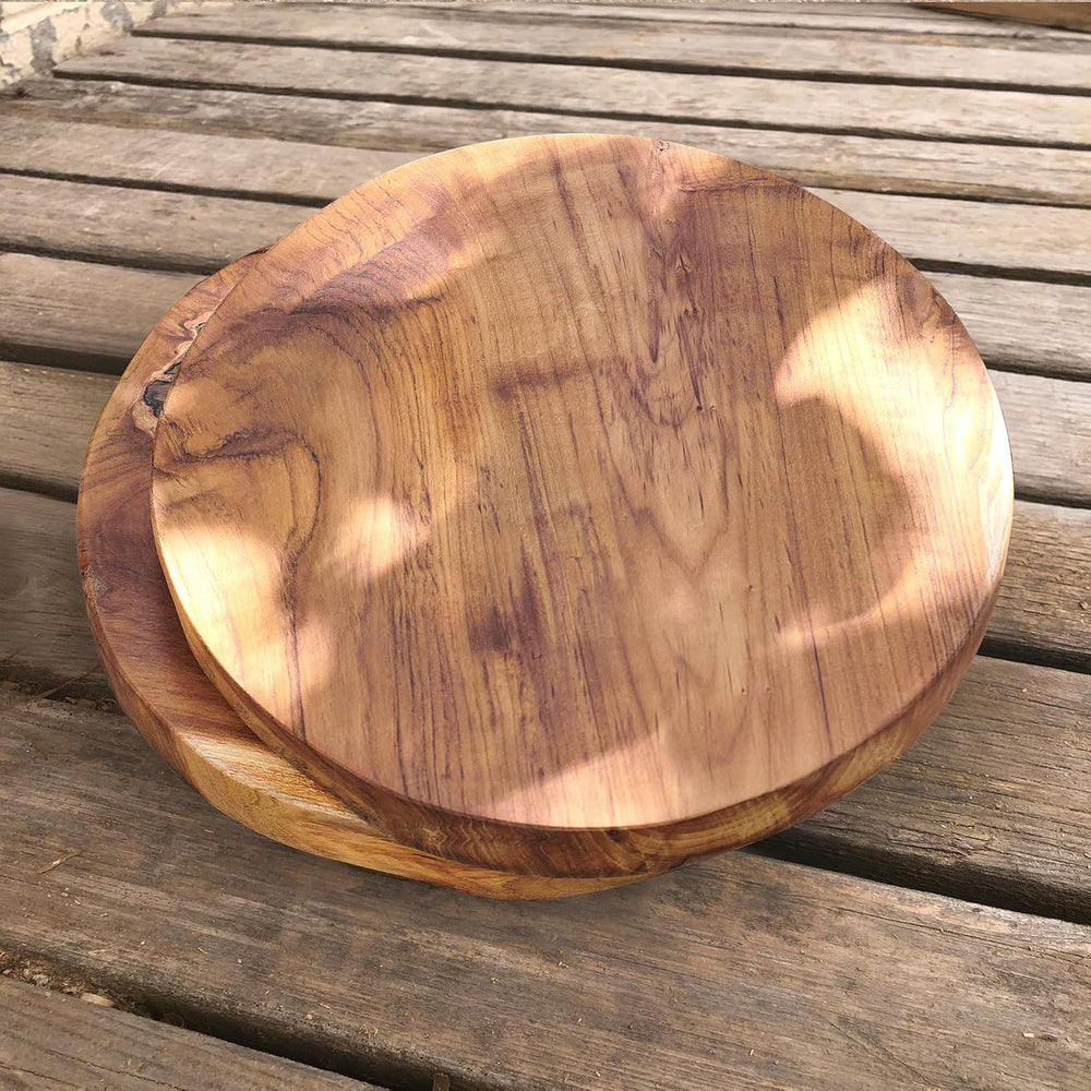 Natural Round Teak Wood Slice Slab 15.6"x15.6"x1.98" Live Edge...