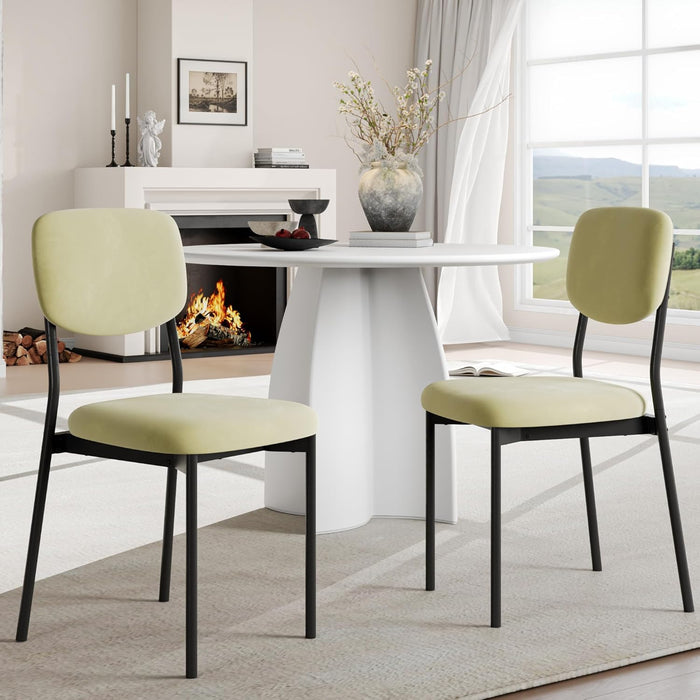 Einhomn Upholstered Dining Chairs Set, Modern Stackable Dining Room Chairs with Soft Velvet Backrest, Kitchen Chairs with Sturdy Metal Legs for Living Room, Restaurant, Set of 2,Light Green