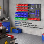 WORKPRO Pegboard Organizer Wall Mounted, 44PC Tool Storage Rack with Bins and Hooks, Peg Board Wall Organizer for Garage Organization, Workshop, Craft Room, Tool Wall Storage System