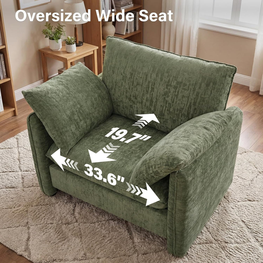 Elegant Oversized Accent Chair for Living Room, 42.1", Chenille, Green |...