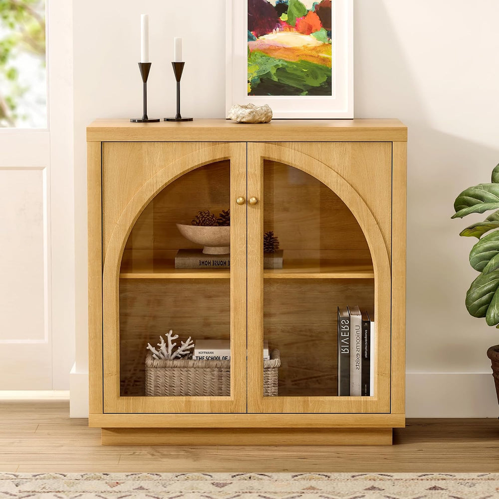 Modern Storage Cabinet, Arched Cabinet with Adjustable Shelves, Sideboard Buf...