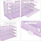 OPNICE 4-Tier Paper Organizer with Magazine Holder, Desk Organizers and Accessories, Office Desk Accessories & Workspace Organizers, Desktop File Organizer for Office Supplies Storage, Purple
