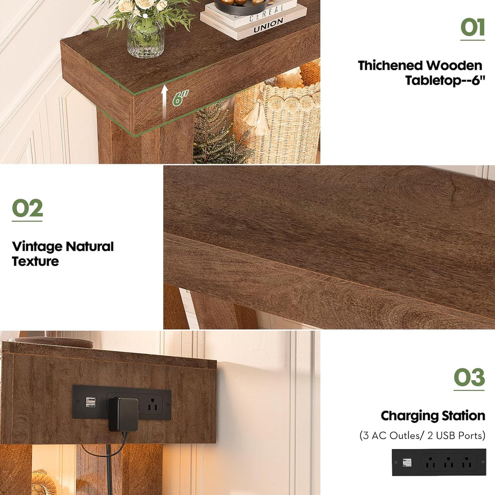 Unikito 47" Entryway Table with Socket and Sensor Light, Narrow Console ...