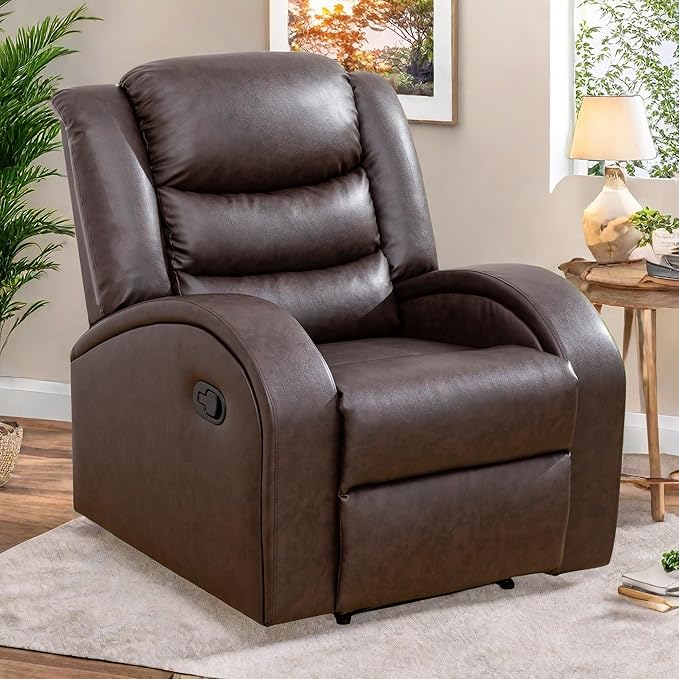 Power Recliner Chair, Leather Recliners with Home Theater Seating, Oversized Single Electric Recliner Sofa Breathable Living Room Chairs for Adults Reading Gaming, Red