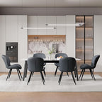 Nalupatio Dining Chairs Set of 6, Modern Dining Room Chairs Comfy Backrest Thick Upholstered Kitchen Chairs 19IN Height with Metal Legs Dark Grey