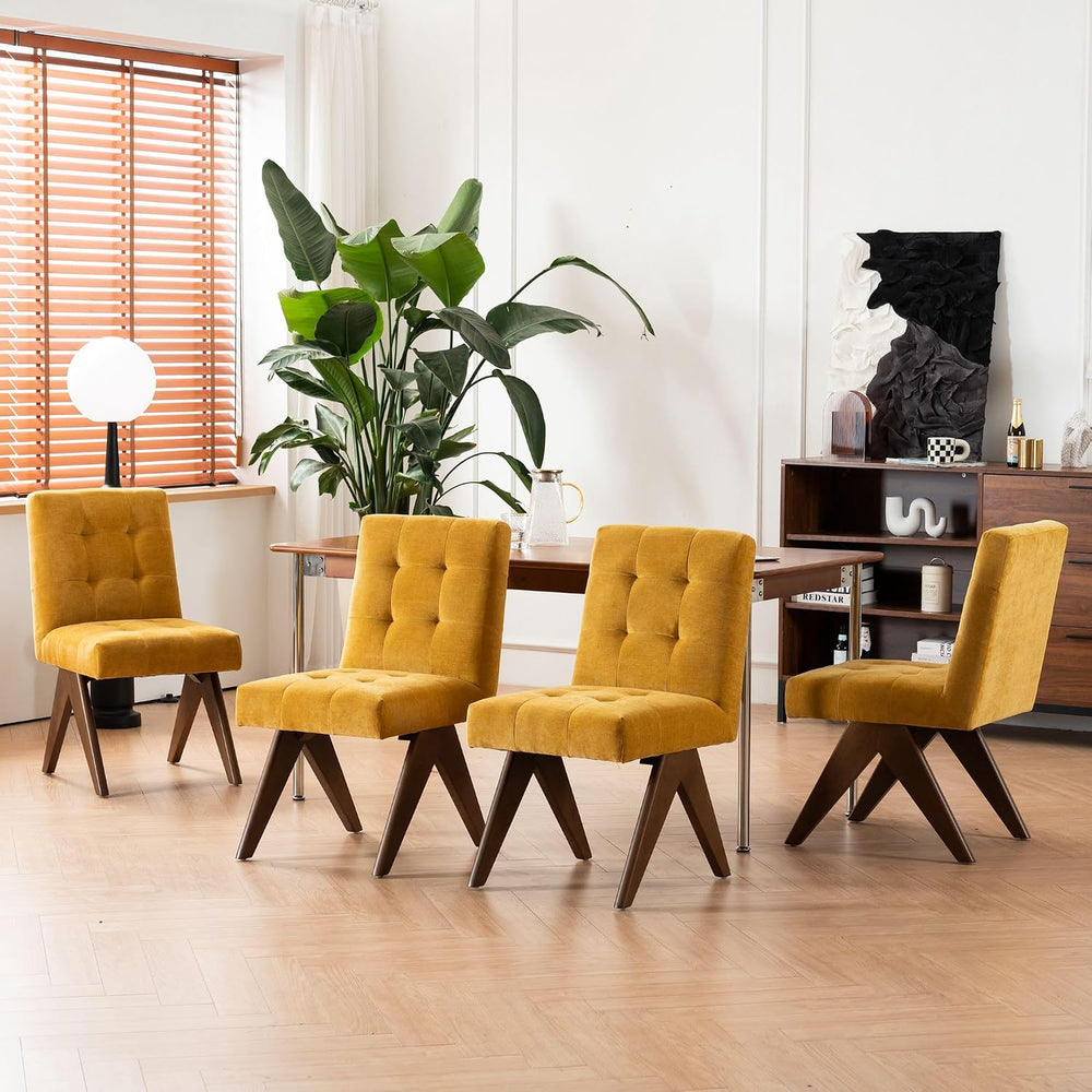 Rowill Modern Upholstered Dining Chairs Parsons Chair Linen Fabric Kitchen Ch...