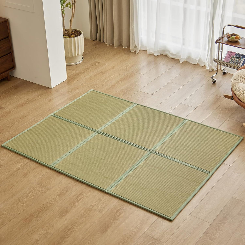 Natural Rush Grass Floor Tatami Mat,Queen, 79" x 59" x 0.5" | Japanese Portable Folding Firm Traditional Bed Mattress, Foldable Pad Futon,for Sleeping,Sitting,Yoga,Relaxing,Zen