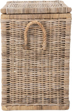Kouboo Tall Rattan Storage Basket with Handles and Lid Wicker Trunk for Bedroom, Bathroom or any Room Natural Coastal Beach Style Decor 24 in. H x 24 in. W x 16 in. D - from