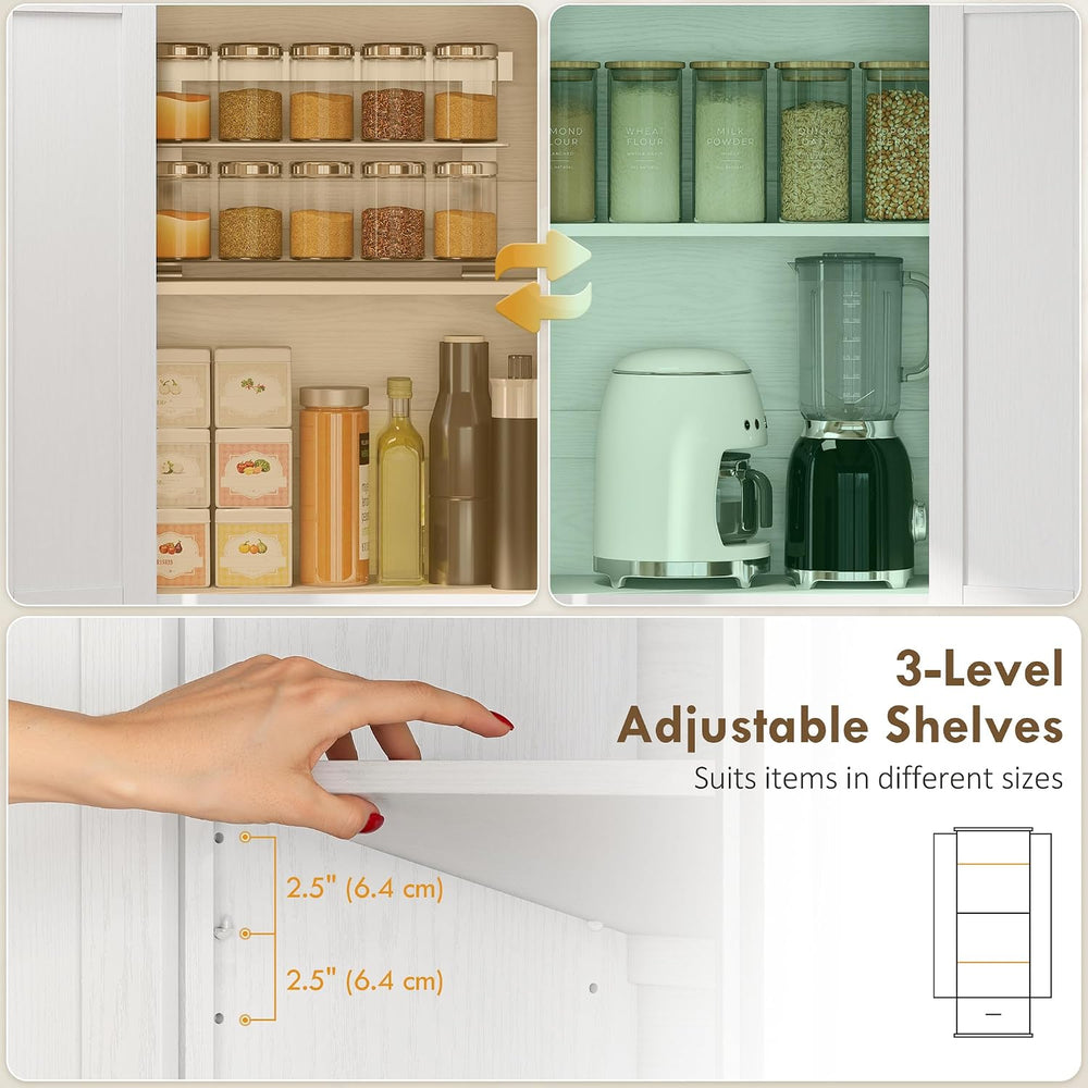 HOMCOM 71" Tall Kitchen Pantry Storage Cabinet Barn Doors Drawer White |...
