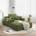 LIKIMIO 71.6" Oversized Chaise Lounge Chair Indoor with Cup Holders & Storage - Corduroy Sofa Bed for Living Room, Reading Nook, or Bedroom, No Assembly Cloud Couch (Green)