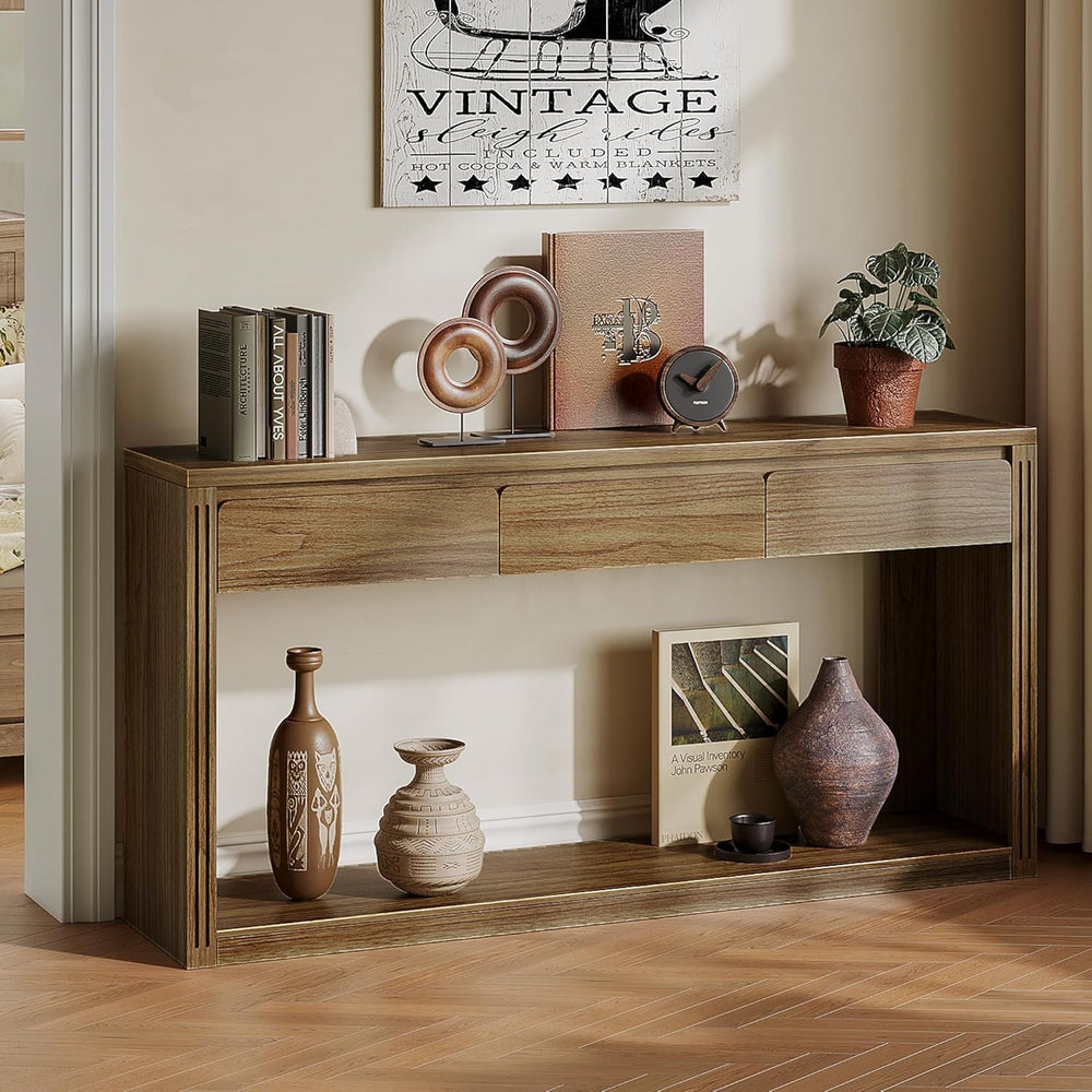 Treocho 63.9" Farmhouse Console Tables for Entryway, Long Sofa Table wit...