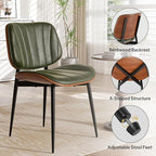 Dining Chairs Set of 6, Mid Century Modern Dining Room Chair, Upholstered Faux Leather Kitchen Chairs with Walnut Bentwood Back and Metal Legs for Kitchen Dining Room Living Room, Green