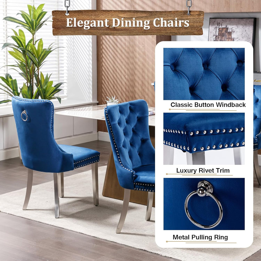 Glass Dining Table Set for 6, Modern Kitchen Table and Chairs Set of 6, 7-Pie...