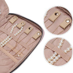 NISHEL Travel Jewelry Case, Holiday Organizer for Necklaces, Earrings, Rings, Bracelets, Watch, Peach Pink