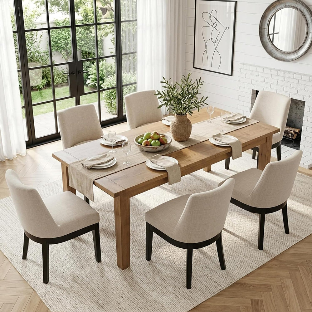 HNY Modern Dining Chairs Set of 6 with Comfortable Back Support, Farmhouse So...
