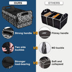 Deosk Car Organizer for SUV - 6 Big Pocket Trunk Storage With Waterproof Polyester, Car Accessories for Women/Men, Cow Print (Medium)