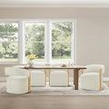 Upholstered Dining Chairs Set of 4, Barrel Modern Dining Room Chairs with Casters, Kitchen Side Wooden Armchair with Fabric Cushion Seat for Bedroom, Livingroom, Reading Room, Beige, 4 Boxs
