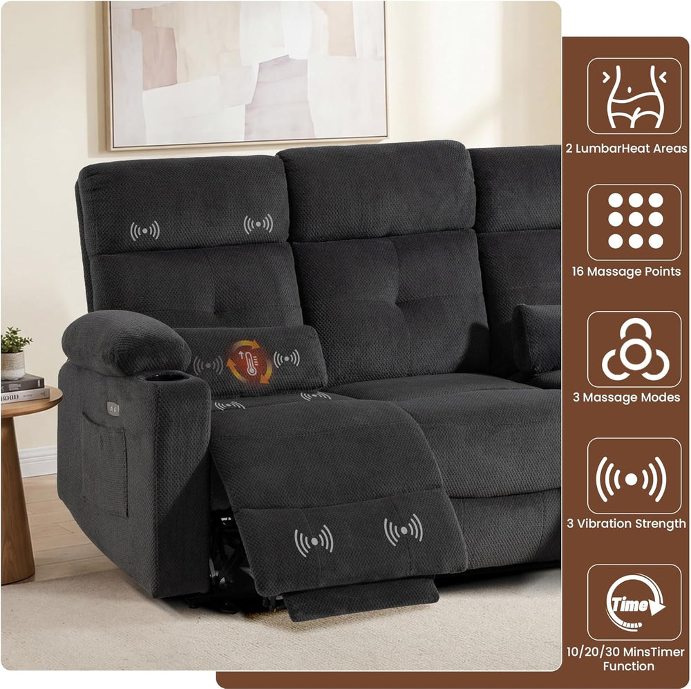 Power Reclining Sofa with Heat and Massage| RV Wall Hugger Recliner Sofa with...