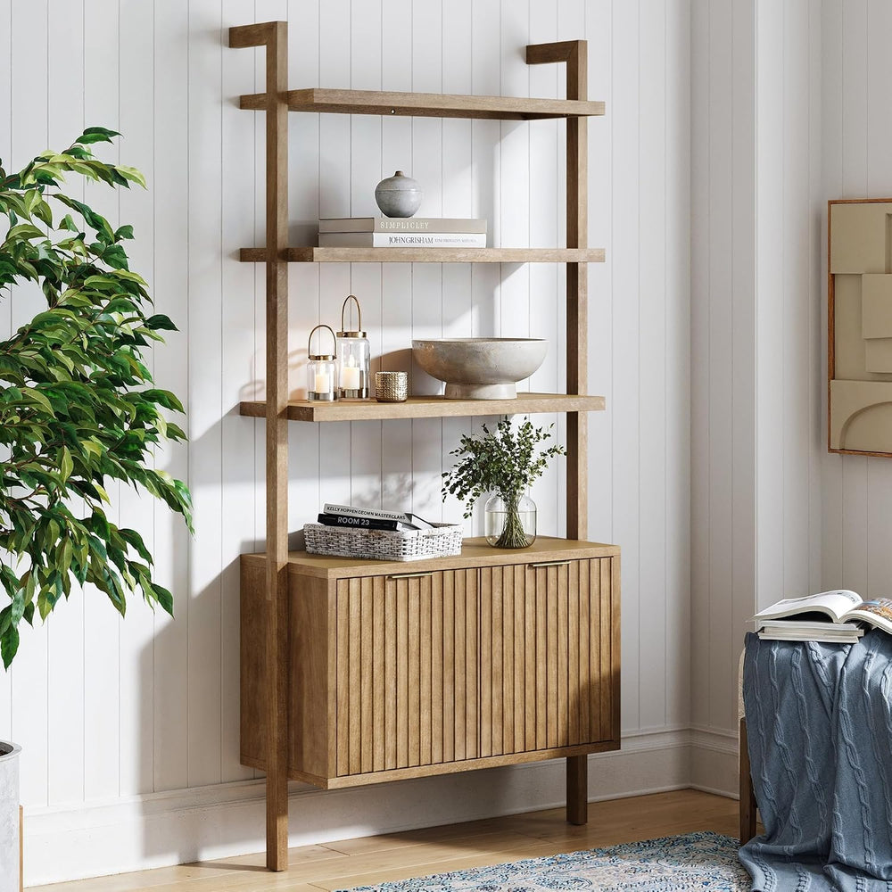 Nathan James Jasper 3-Shelf Solid Wood Boho Bookshelf, Wall Mounted Bookshelf...