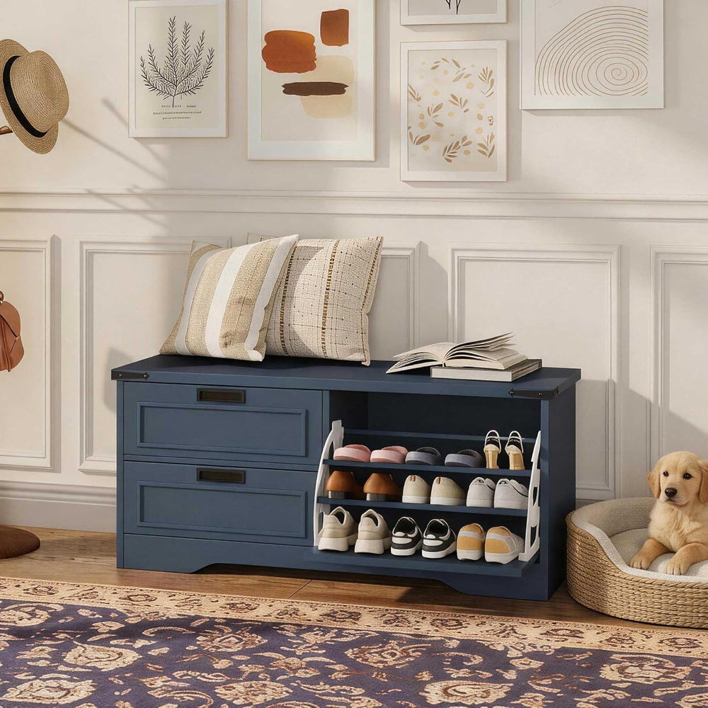 FATORRI 41 Inch Storage Bench, Industrial Shoe Bench for Entryway, End of Bed...