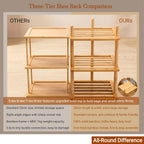 5-Tier Vertical Shoe Rack - Tall Narrow Shoe Rack Organizer for Small Spaces,Bamboo Shoen Shelf for Entryway,Closet,Corner,Doorway,Skinny Shoe Shelf Space Saving Shoe Storage (Natural, 5-Tier)