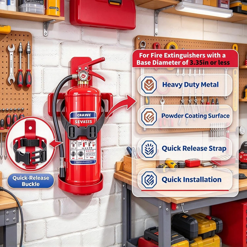 2pcs 2.5lb Fire Extinguisher Mount with Quick Release Strap