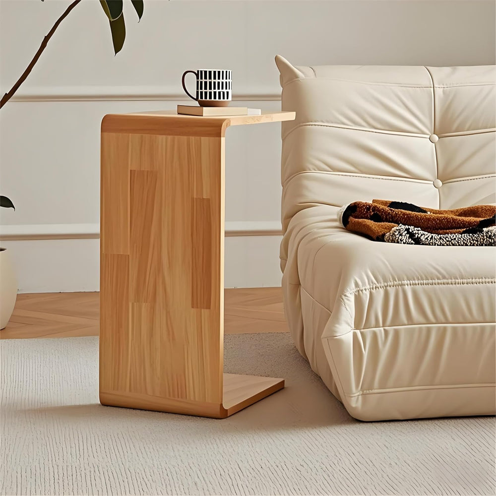 Small Side Table for Couch C-Shaped End Table Solid Wood Sofa Table Living Be...