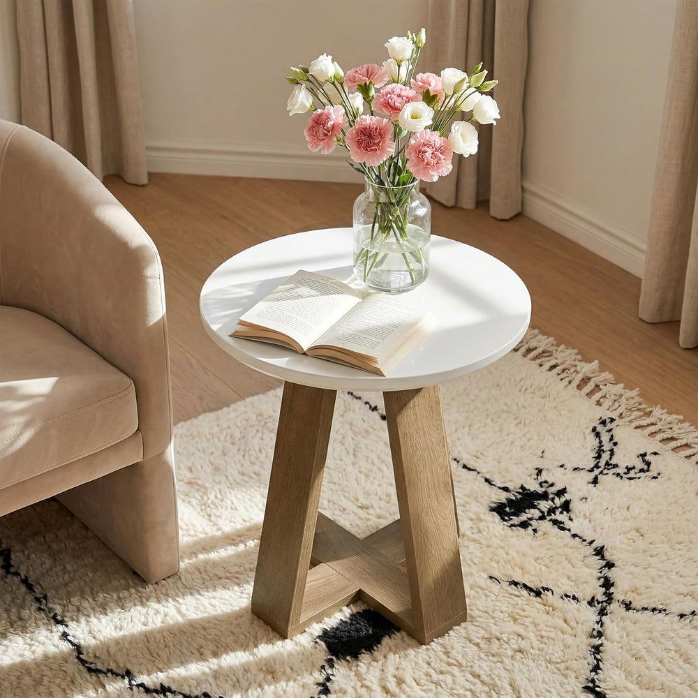 Tribesigns Round Side Table, Modern End Table for Living Room, Small Accent T...
