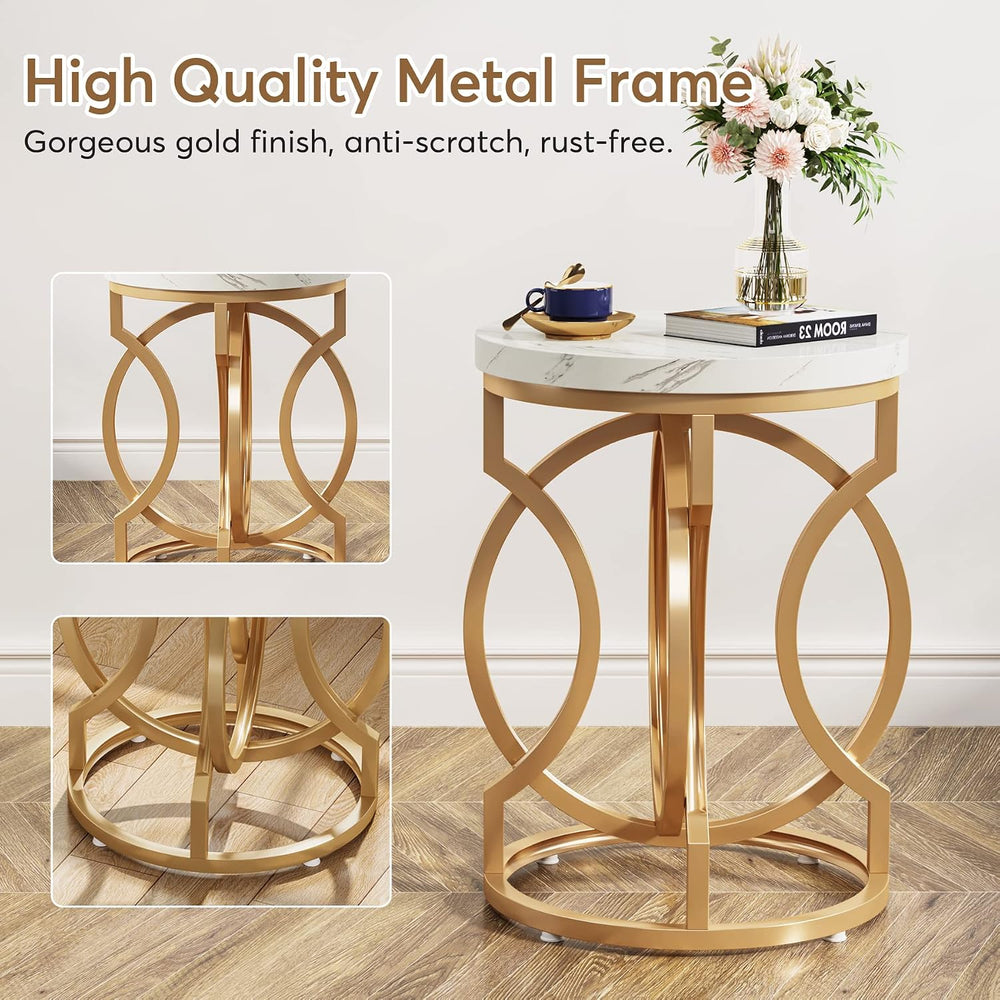 Tribesigns Modern Round End Table Set of 2 with Thickened Tabletop