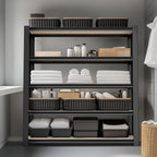 WORKPRO House 5-Tier Shelving Unit, Adjustable Heavy Duty Storage Shelves, Wood Grain Pattern, Waterproof Board, 3000lbs Boltless Shelving for Kitchen, Living Room, Garage, 48"W x 24"D x 72"H, Black