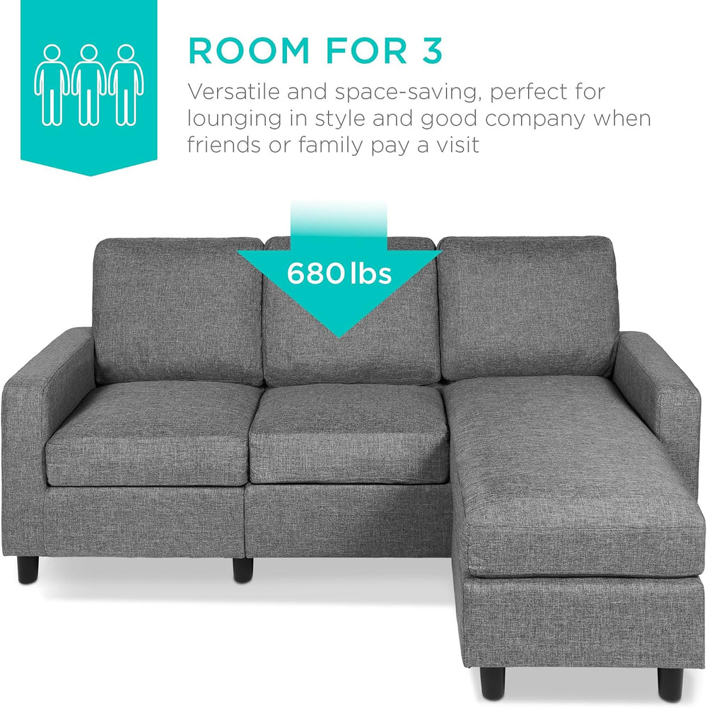 Best Choice Products Upholstered Sectional Sofa for Home, Apartment, Dorm, Bo...