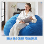 Hobestluk Adult Bean Bag Chair Teardrop Shape with Filling, 3.5FT Blue | Soft Fabric, Corduroy Cover, Removable and Washable, Memory Foam Filler, Portable Handle, Gaming, Relaxing, For Living Room